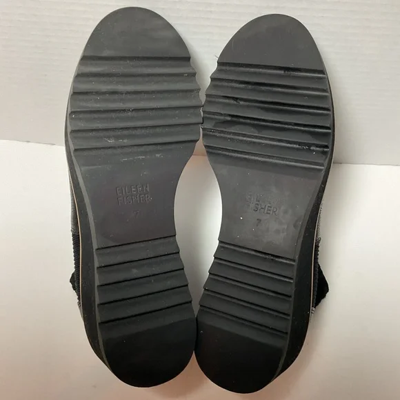 Eileen Fisher Lilou Black Leather Wedge Ankle Boots - Picture 12 of 15